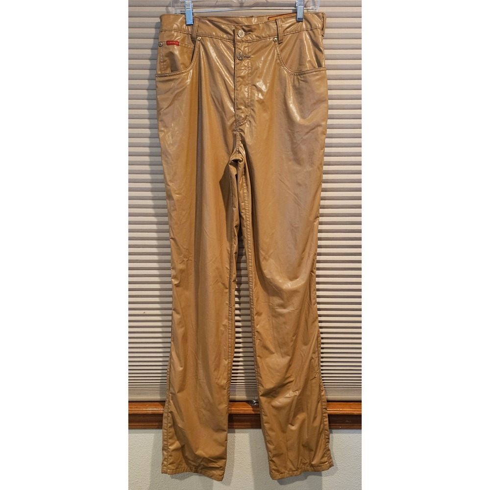 Lawman Western Vintage Tan Vinyl Coated Ostrich Texture Pants High Rise Size 15